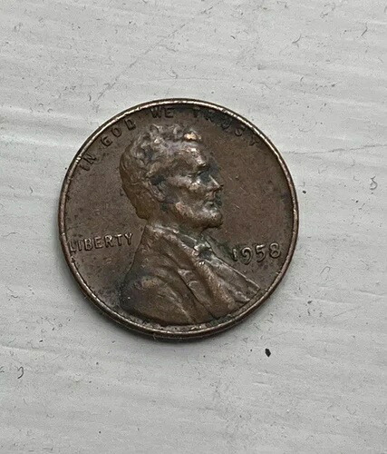 1958年リンカーン小麦ペニー、ミントマークなし、縁に自由のLの刻印、希少コイン