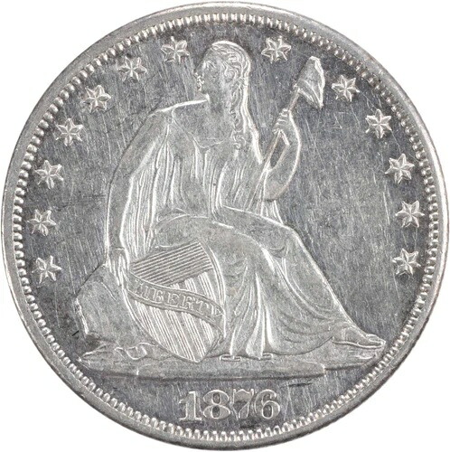 1876年-CC リバティ座像銀貨ハーフドル AU スライダー 未認定 #1137｜WORLD RESOURCE【QUEEN店】
