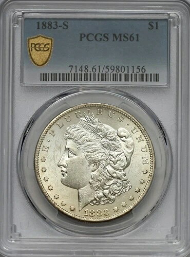 1883?S モルガン銀貨 1ドル ? PCGS MS61 ? ゴールドシールド ? かなり良い状態｜WORLD RESOURCE【QUEEN店】
