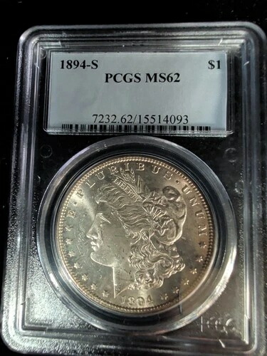1894-S 1ドル モルガン銀貨 PCGS MS62 - 15614093