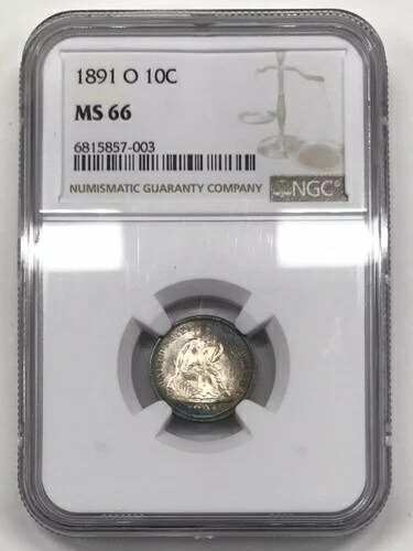 1891年 O自由の女神座像ダイム NGC MS-66 レインボートーニング-｜WORLD RESOURCE【QUEEN店】 355,905円