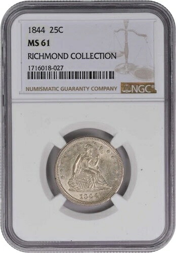1844年 自由の女神像 シルバークォーター MS61 NGC｜WORLD RESOURCE【QUEEN店】 357,885円