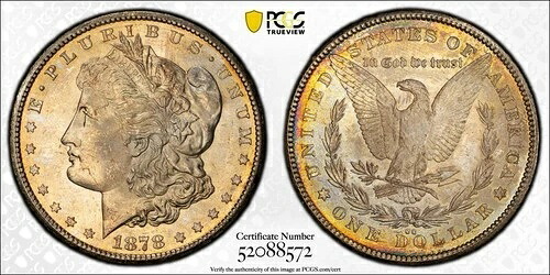 1878年CCモルガン銀貨 $1 PCGS MS65 トーン！初年度モルガン カーソンシティ｜WORLD RESOURCE【QUEEN店】 357,885円
