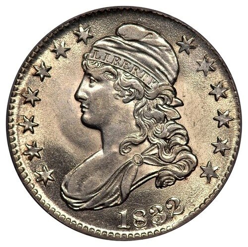1832 O-121 50セント小文字キャップドバストハーフドル PCGS MS62|WORLD RESOURCE【QUEEN店】