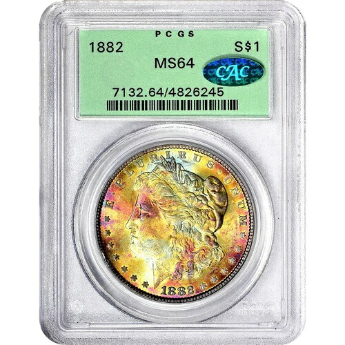 1882年 PCGS MS64 CAC-非常に美しいレインボートーニング-モーガンシルバードルAA-|WORLD RESOURCE【QUEEN店】