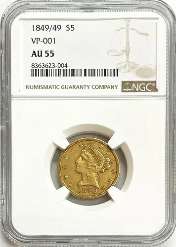 1849/49 再発日付 ゴールド USA $5 自由の女神ハーフイーグル NGC 約UNC 55 vp-001-|WORLD RESOURCE【QUEEN店】