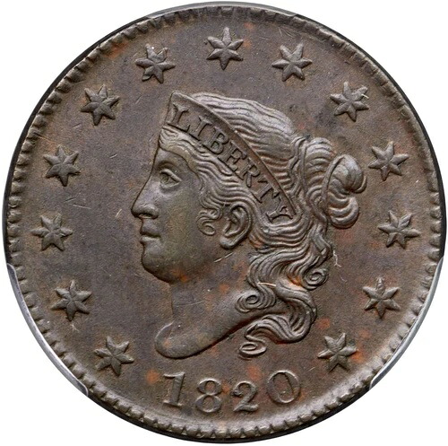 1820年 N-11 R-2 PCGS AU 58 マトロンまたはコロネットヘッド ラージセントコイン 1C-|WORLD RESOURCE【QUEEN店】