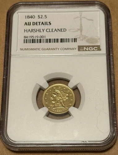 1840年 リバティ ゴールド $2 1/2 クォーター イーグル NGC AU ディテール レア ローモンタージュ-