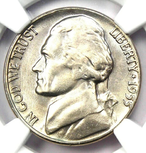 1955年-D/S ジェファーソンニッケル 5C-NGC MS67-レアD/S ミックス-トップポップ 4/0!-|WORLD RESOURCE【QUEEN店】