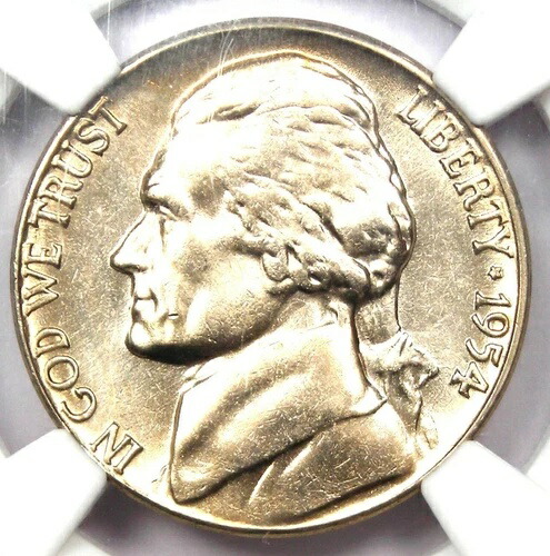 1954-D ジェファーソン・ニッケル 5セントコイン - NGC MS66 5FS (フルステップ) - 価値 3,000 ドル