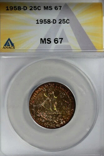 1958年-D 0.25 ANACS MS 67 ワシントンクォーター シルバー 25セント(0.25)-|WORLD RESOURCE【QUEEN店】
