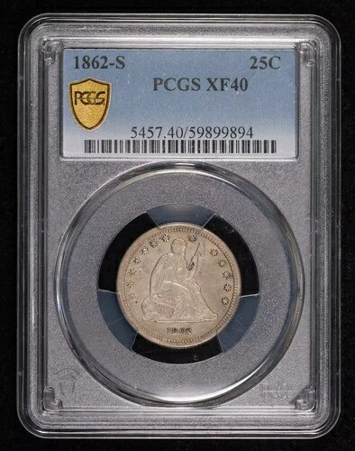 1862年 S 着席リバティクォーター PCGS XF-40|WORLD RESOURCE【QUEEN店】