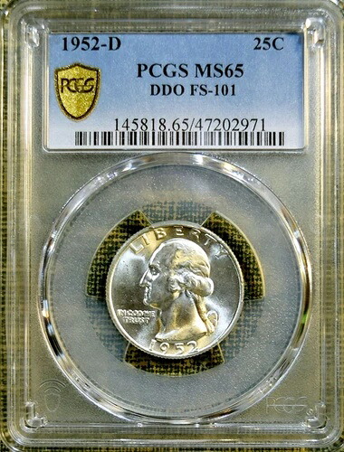 1952年-D PCGS MS65 FS-101 ダブルダイオブバース ワシントンクォーター-トップ POP 5/0-|WORLD RESOURCE【QUEEN店】