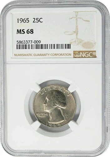 1965年 ワシントンクォーター 25セント MS68 NGC 950738-18-|WORLD RESOURCE【QUEEN店】
