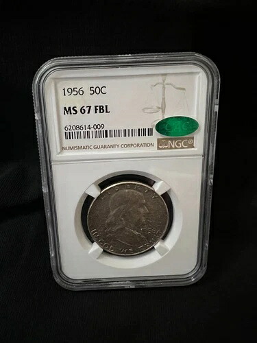 1956年 50セント フランクリン ハーフダラー フルベルライン NGC MS67 FBL ミントセット トーン (CAC)|WORLD RESOURCE【QUEEN店】