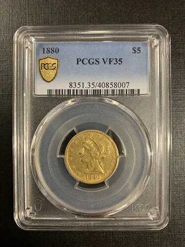 1880年 PCGS VF35 ゴールド 米国 $5｜WORLD RESOURCE【QUEEN店】