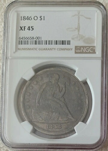 1846-O リバティ・シーテッド・ドル、NGC XF45、色調あり｜WORLD RESOURCE【QUEEN店】