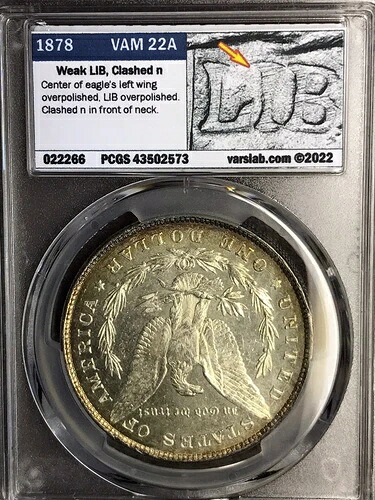 1878年 P PCGS MS63 8TF VAM 22A STG + 1878 P NGC MS64 8TF VAM 22B STG ホット 50 モーガン-