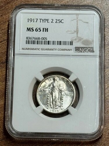 1917年 P タイプ2 スタンディング リバティ クォーター NGC MS65 FH ジェム ブレイジングホワイト (Slab1216)