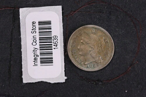 1883年3セント銅ニッケル貨（CN）。お手頃価格のコレクターズコイン。店舗番号：14639