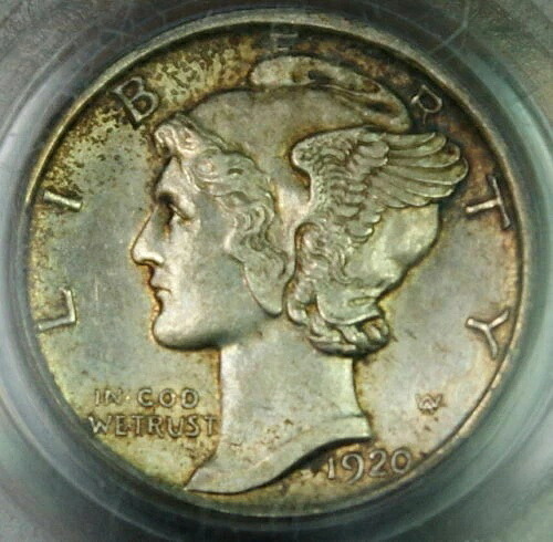 1920-D マーキュリー銀貨、PCGS MS-62 FB フルバンド|WORLD RESOURCE【QUEEN店】