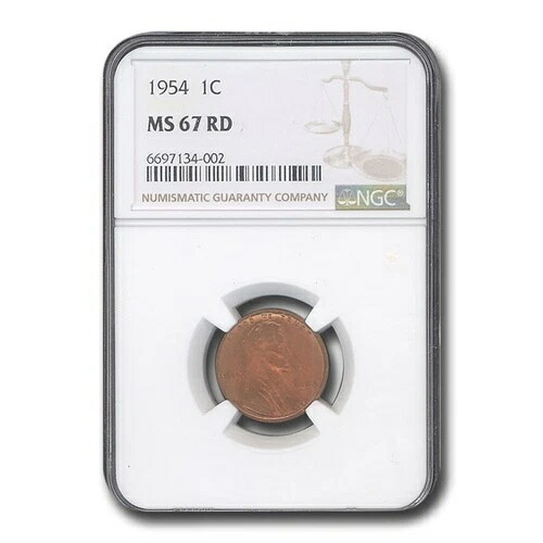 1954年リンカーンセント MS-67 NGC（赤）