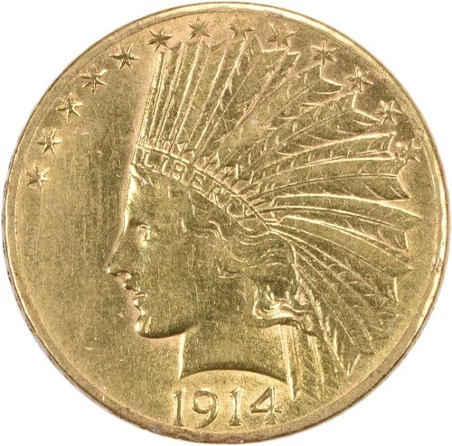 1914-D 10ドル金貨 インディアン AU 未認定 #214