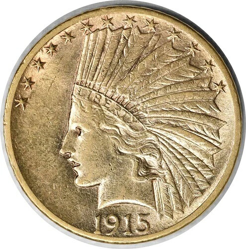 1915年 $10 ゴールド インディアン AU 未認証 #209-