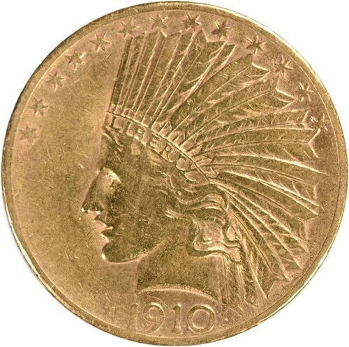 1910年-S $10 ゴールド インディアン EF 未認証 #1154-