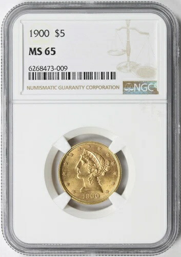 1900年 5ドル リバティゴールド ハーフイーグル NGC MS65