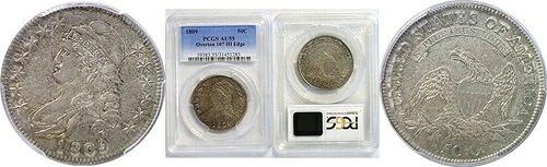 1809年 50セント キャップドバスト ハーフダラー IIIエッジ PCGS AU-55