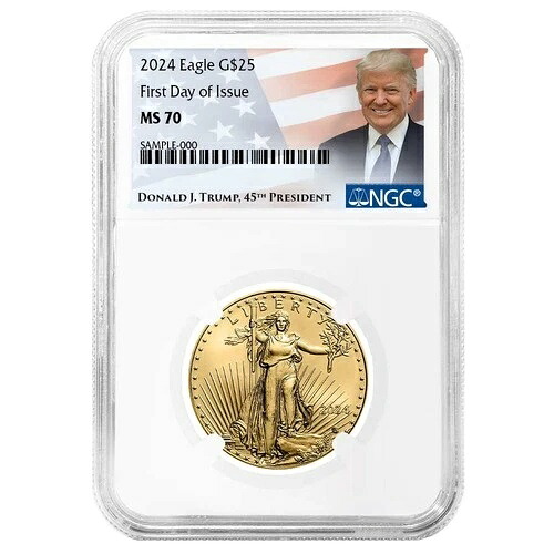 2024年 $25 アメリカンゴールドイーグル 1/2オンス NGC MS70 FDI トランプラベル-