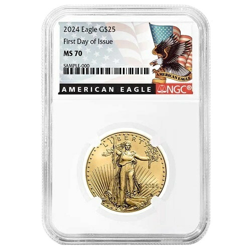 2024年 $25 アメリカンゴールドイーグル 1/2オンス NGC MS70 FDI 黒ラベル-