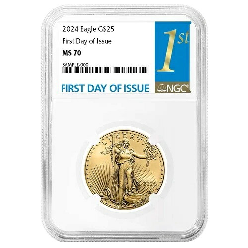 2024年 $25 1/2オンス アメリカンゴールドイーグル NGC MS70 FDIファーストラベル-