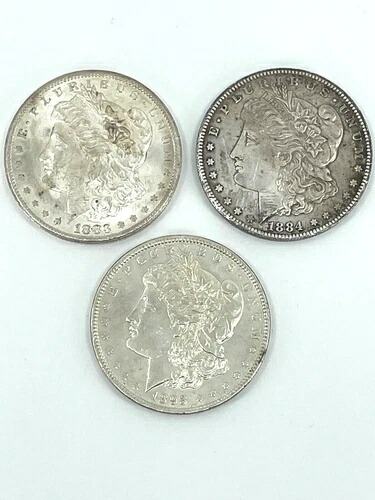 3---- 米国モルガン銀貨 1883-CC、1884-CC、1893