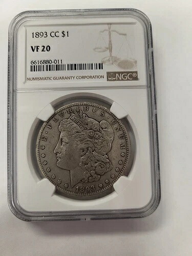 1893年-CC モルガン銀貨 - NGC VF20