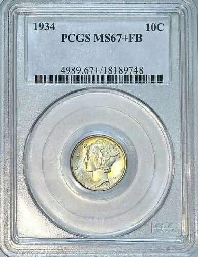 1934年 10セント PCGS/MS67+ FB - マーキュリーダイム/ウルトラジェム/レジストリ品質 AAA+++｜WORLD RESOURCE【QUEEN店】