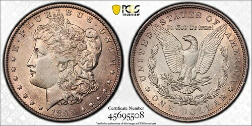 1894年 P モルガン銀貨 $1 PCGS AU 詳細クリーニング済み