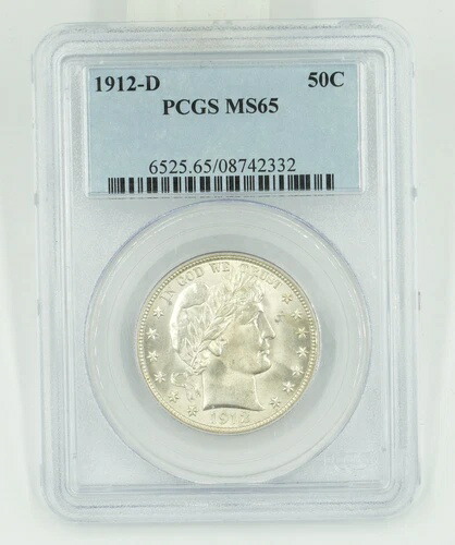 1912年-D PCGS MS65 バーバーハーフドルブラスト ホワイト-
