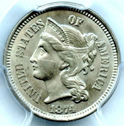 1874年 3セントニッケル PCGS MS66 レジストリコイン !-