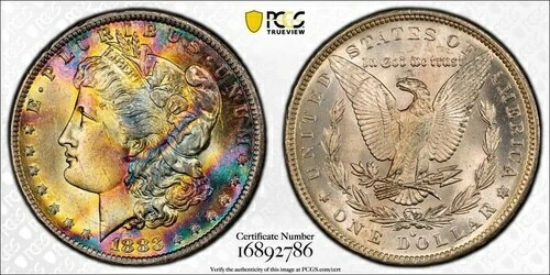 1883-O 1ドル銀モルガンドル PCGS MS63 カラートーン #2786