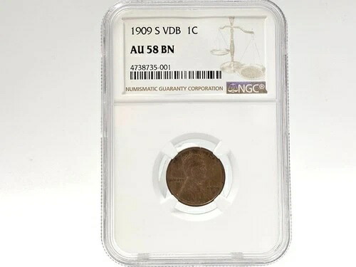 1909-S VDB NGC AU 58 RB リンカーン・ウィート・セント **美しいキーデート** 35-001