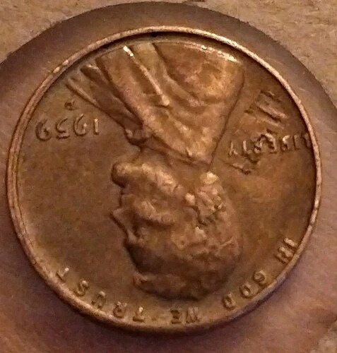 1959年 D リンカーン記念館セントペニーコイン（剥離エラーあり）希少コイン
