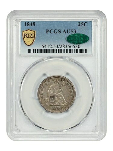 1848年 25セント PCGS/CAC AU53 - 自由の女神像