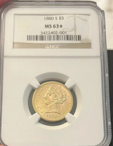 1880 S $5 NGC MS63 + リバティゴールドハーフイーグル｜WORLD RESOURCE【QUEEN店】 380,160円