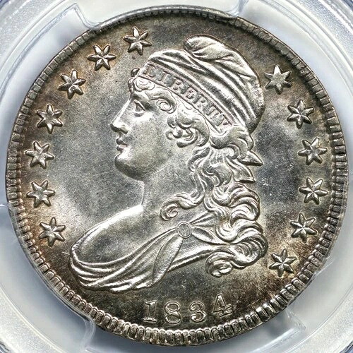 1834 O-109 R-1 PCGS MS 63 Sm 日付 Sm 文字キャップ バスト シルバー 1/2 ドル 50c-