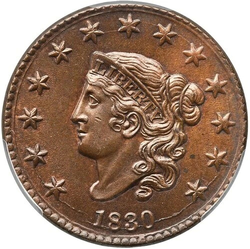1830 N-4 R-2 PCGS UNC ディテール マトロンまたはコロネットヘッド ラージ セントコイン 1C-