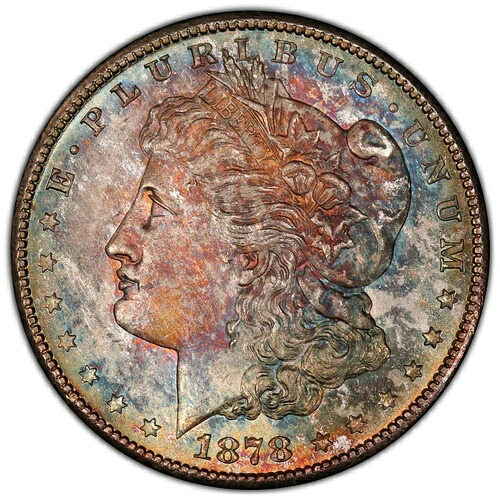 1878年-S $1 モーガンシルバードル PCGS MS65+ CAC 濃縮ナブライトトーンコインは??-