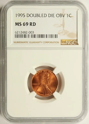 1995 DDO 1セント ダブルダイ 表面 リンカーンセント NGC MS69RD