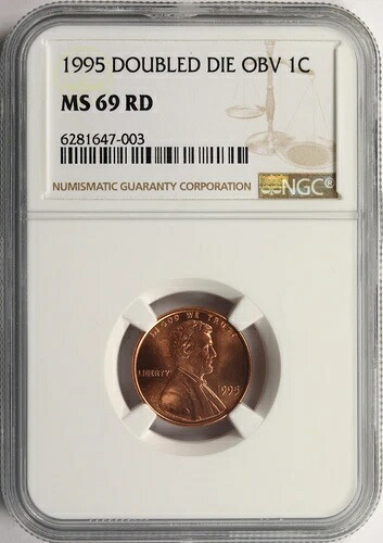 1995 DDO 1セント ダブルダイ 表面 リンカーンセント NGC MS69RD